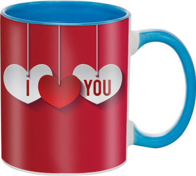

SKY TRENDS Great Romantic Love Best Gifts For Valentine Day For Girlfriend Boyfriend Fiance Wife Husband, Anniversary,Christmas, Design 081 Ceramic Mug(325 ml), Blue