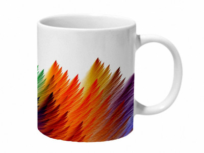 

Mooch Wale Feathers Colorful Ceramic Mug(325 ml), Multicolor