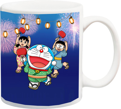 

ME&YOU Diwali Gift for Children;Doraemon Printed Happy Diwali Wishes Ceramic Mug(325 ml), Multicolor