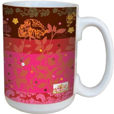 

Tree-Free Greetings Greetings lm43519 Elegant Pink and Brown Damask by Carolyn Gavin Ceramic with Full-Sized Handle, 15-Ounce Ceramic Mug(60 ml), Multicolor