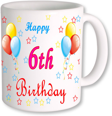 

PhotogiftsIndia 6th Happy Birthday Coffee Ceramic Mug(350 ml), Multicolor