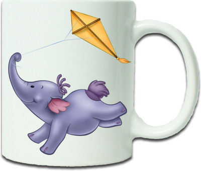 

Maison N Mode Elephant With Kite Coffee Ceramic Mug(330 ml), Multicolor