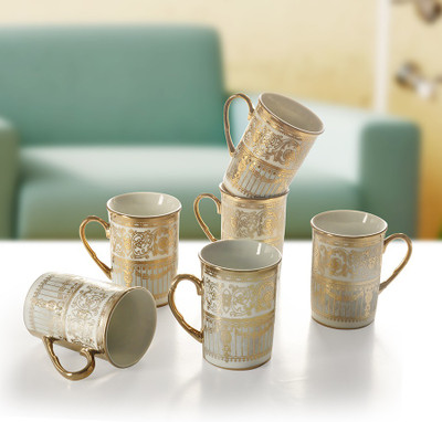 

Buono Casa GH CM 04 Porcelain Mug(180 ml, Pack of 6), Multicolor