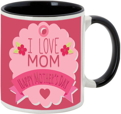 

AllUPrints I Love You Mom Black Coffee Ceramic Mug(325 ml), Multicolor