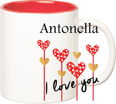 

Huppme I Love You Antonella Inner Red (350 ml) Ceramic Mug(350 ml), Red;white