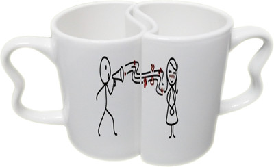 

Ucard Valentines Day Love Music Couple Bone China, Ceramic, Porcelain Mug(325 ml), Multicolor