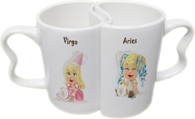 

Ucard Virgo and Aries Zodiac Sign Valentines Day Couple Bone China, Ceramic, Porcelain Mug(325 ml), Multicolor