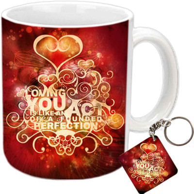

Raj Laxmi shining hearts valentine white Ceramic Mug(392 ml)