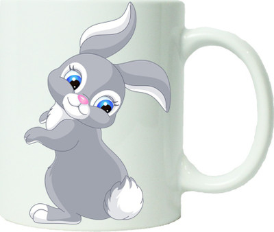

Maison N Mode Cute Blue Bunny Cartoon Coffee Ceramic Mug(330 ml), Multicolor