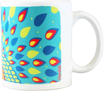 

Chumbak Peacock Ceramic Mug(300 ml), Multicolor