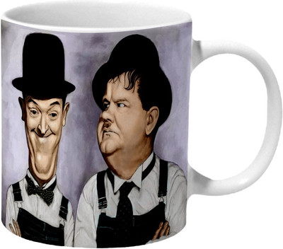 

Mooch Wale Laurel & Hardy Funny Art Work Ceramic Mug(325 ml), Multicolor