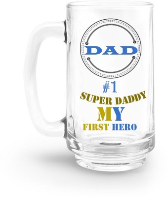 

Huppme World Super Dad Bear Glass Mug(450 ml), Multicolor