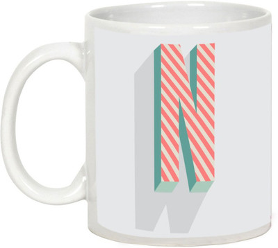 

AllUPrints Retro Design Alphabet Letters "N" Ceramic Mug(325 ml), White