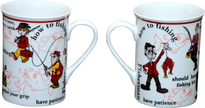 

Pearl CartoonMilk-2 Bone China Mug(235 ml, Pack of 2), Multicolor