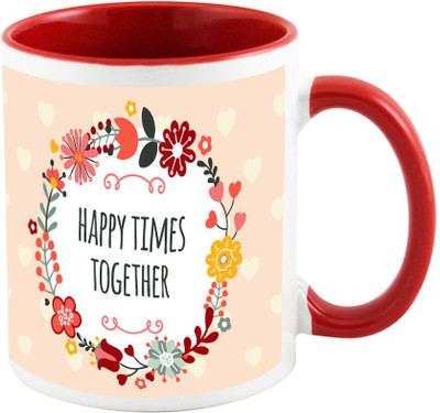 

AllUPrints Happy Times Together Red Ceramic Mug(325 ml)