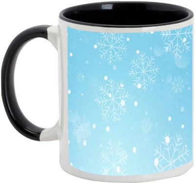 

AllUPrints Christmas Snowfall Ceramic Mug(325 ml), Black