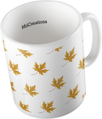 

MiiCreations Printed Leaves Pattern Ceramic Mug(325 ml), Multicolor