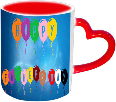 

Raj Laxmi Colorful Font On Balloons Fathers Day Wishes Red Heart Handle Ceramic Mug(350 ml)