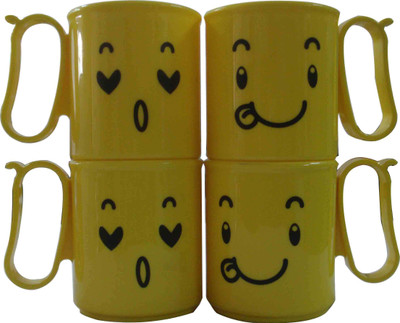 Tupperware Mood Plastic Mug(200 ml, Pack of 4), Yellow