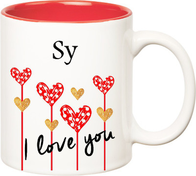 

Huppme I Love You Sy Inner Red (350 ml) Ceramic Mug(350 ml), Red;white