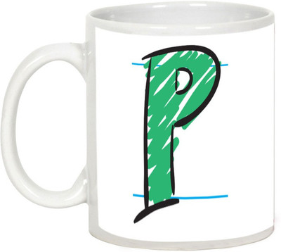 

AllUPrints Colorful Handwritten Alphabet Letters "P" Ceramic Mug(325 ml), White