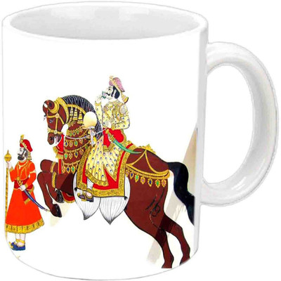 

Raj Laxmi Lovely Horse Theme White Ceramic Mug(350 ml)