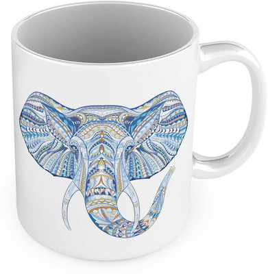 

Tradition India Elephant Printed Delightful Fancy Coffees Pair 555 Ceramic Mug(300 ml, Pack of 2), White