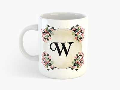 

Deeher Gifts "W" Name Initials Ceramic Mug(350 ml), Multicolor