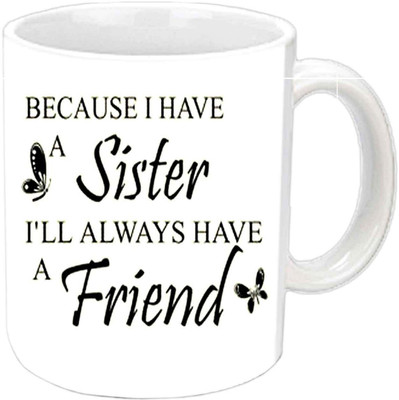 Raj Laxmi sister b'day butterfly white Ceramic Mug(350 ml)