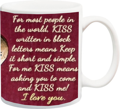 

ME&YOU Gift For family/Relative/friend;HAPPY CHRISTMAS for most people in the world KISS printed Ceramic Mug(325 ml), Multicolor