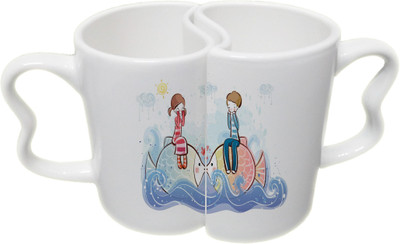

Ucard Love Fish CoupleMug Set Bone China, Ceramic, Porcelain Mug(325 ml, Pack of 2)
