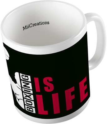 

MiiCreations Printed Boxing Is Life Ceramic Mug(325 ml), Multicolor