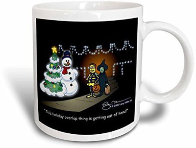 

3dRose Larry Miller Cartoon About Holiday Overlap for Christmas Ceramic, 11 oz, White Ceramic Mug(60 ml), Multicolor