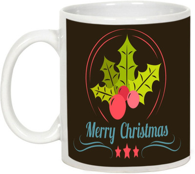 

AllUPrints Tasty Christmas Wine Ceramic Mug(325 ml), White