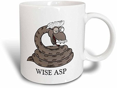 

3dRose Out To Lunch Cartoon Snakes The Asp Family Wise Asp Ceramic, 15 oz, White Ceramic Mug(60 ml), Multicolor