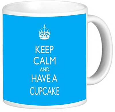 

Rikki Knight LLC Knight Photo Quality Ceramic Coffee, 11 oz, Keep Calm and Have a Cupcake, Sky Blue Color Ceramic Mug(60 ml)