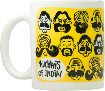Chumbak Mucchis Ceramic Mug(300 ml), Multicolor