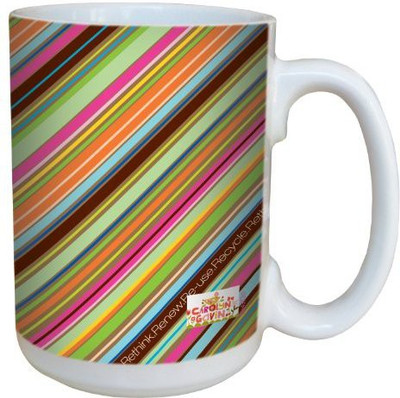 

Tree-Free Greetings Greetings lm43520 Eco Chic Rethink Stripe by Carolyn Gavin Ceramic with Full-Sized Handle, 15-Ounce Ceramic Mug(60 ml), Multicolor