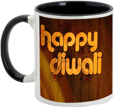 

AllUPrints Gifts For Deepawali - Prosperous Happy Diwali Design 15 Ceramic Mug(325 ml), Black