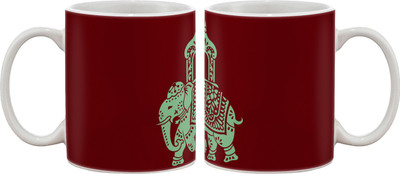 

Artifa Indian Elephant Porcelain, Ceramic Mug(350 ml), Multicolor