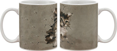 

Artifa Paper Cat Porcelain, Ceramic Mug(350 ml), Multicolor