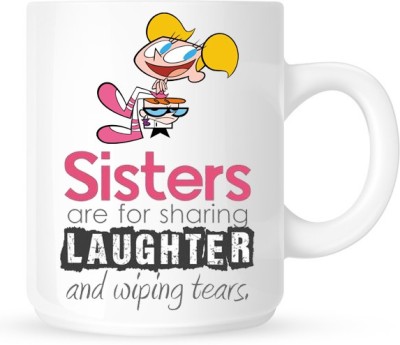 HuppmeGift Sisters Love White Ceramic Coffee Mug(350 ml)