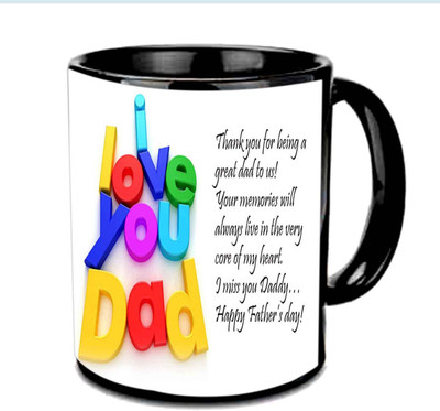 

Raj Laxmi I Love You Dad Nice Design Multicolor Ceramic Mug(3.5 ml), Black