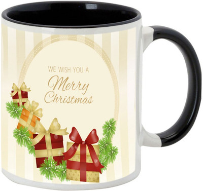 

AllUPrints We Wish You A Merry Christmas Ceramic Mug(325 ml), Black