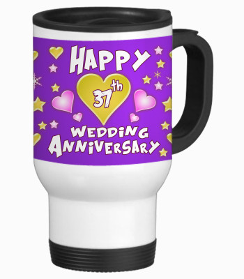 

SajawatHomes 37th Happy Anniversary White Travel Stainless Steel Mug(600 ml)