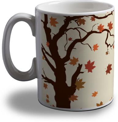 

Artifa Umbrella And Autumn Leaves Porcelain, Ceramic Mug(350 ml), Multicolor