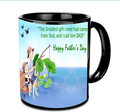 

Raj Laxmi Greatest Gift From God "Dad" Cartoon Design Multicolor Ceramic Mug(3.5 ml), Black