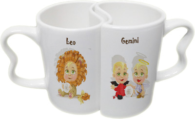 

Ucard Leo and Gemini Zodiac Sign Couple Bone China, Ceramic, Porcelain Mug(325 ml), Multicolor