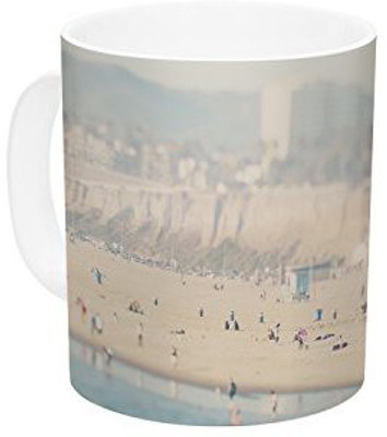 

Kess InHouse InHouse Laura Evans Santa Monica Beach Brown Blue Ceramic Coffee, 11 oz, Multicolor Ceramic Mug(60 ml)