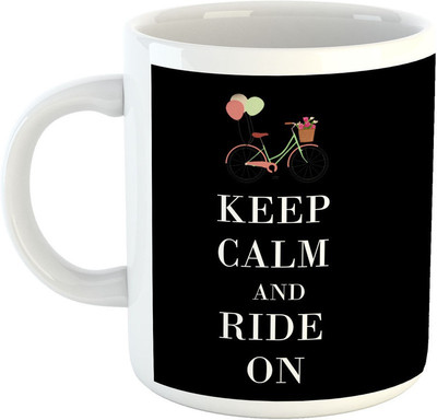 

Deeher Gifts Keep calm and ride on Ceramic Mug(330 ml), Black;white
